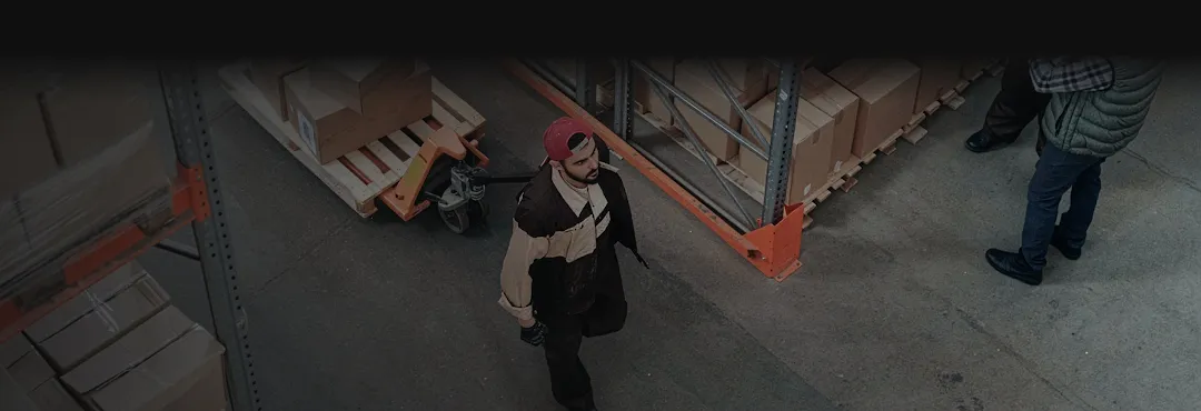 Modern warehouse distribution center with workers