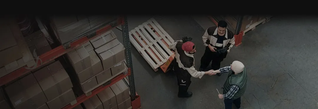 Modern warehouse distribution center with workers